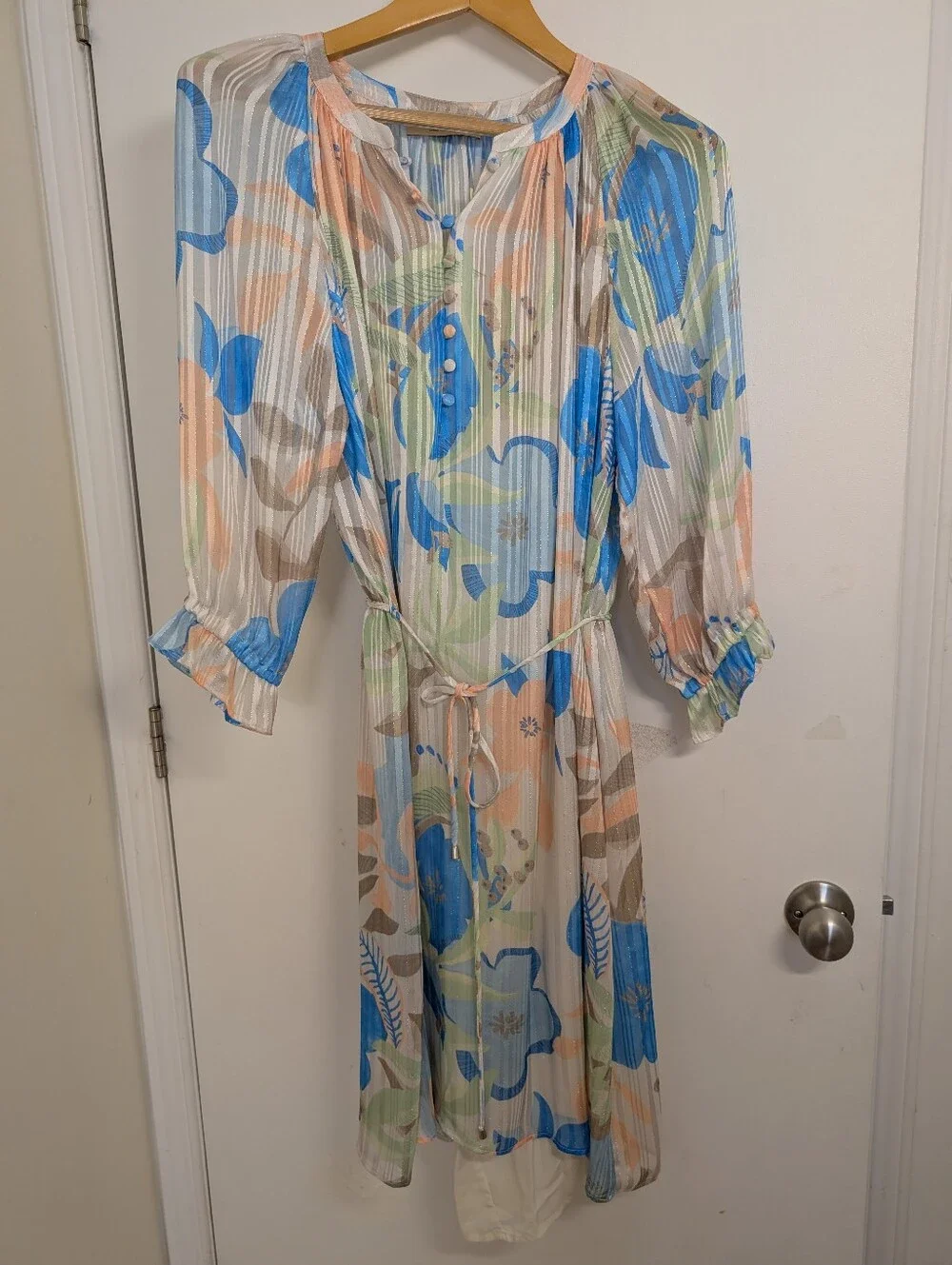 MOS MOSH Queena Botanic Floral Pleated Midi Dress Size M - Picture 2 of 9